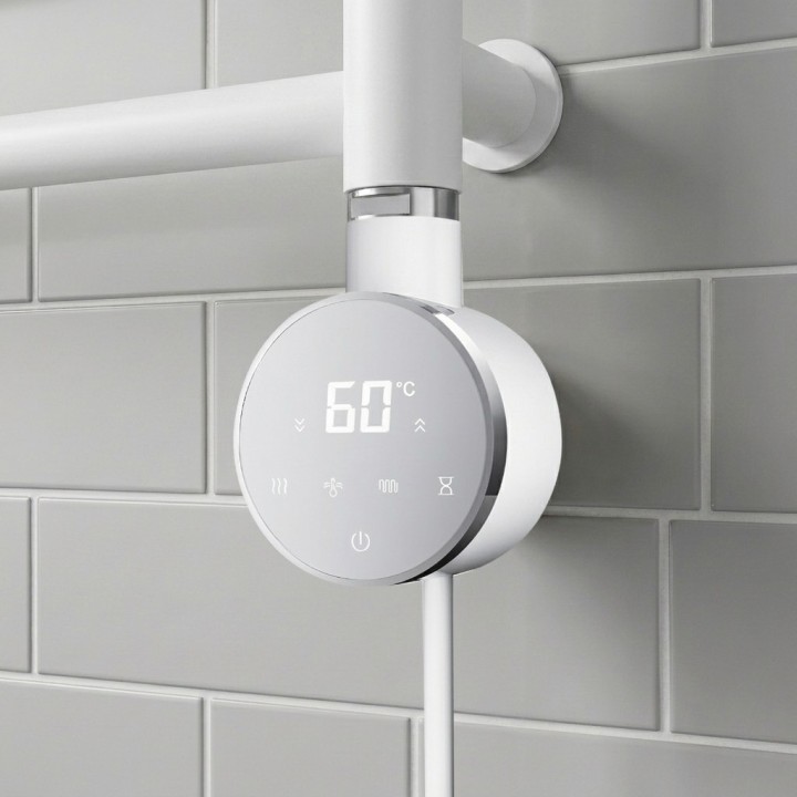 White Cleo Slimline Round Smart - closeup