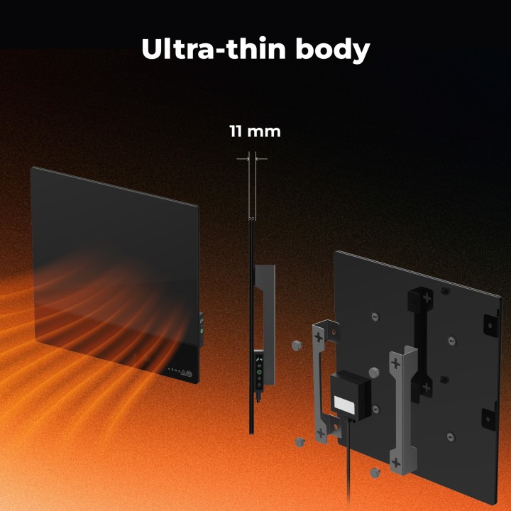 AENO Smart LED Wifi Black Glass Infrared Reversible Panel Heater 500W
