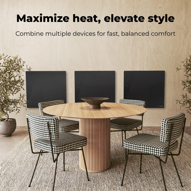 AENO Smart LED Wifi Black Glass Infrared Reversible Panel Heater 500W
