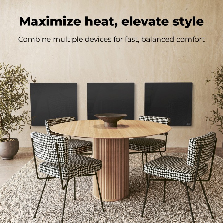 AENO Smart LED Wifi Black Glass Infrared Reversible Panel Heater 500W
