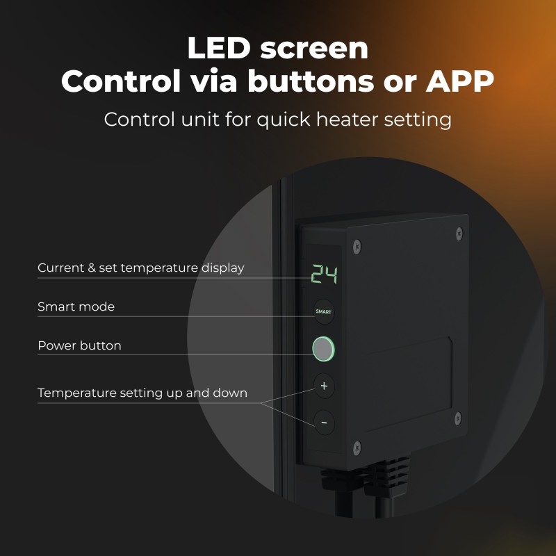 AENO Smart LED Wifi Black Glass Infrared Reversible Panel Heater 500W