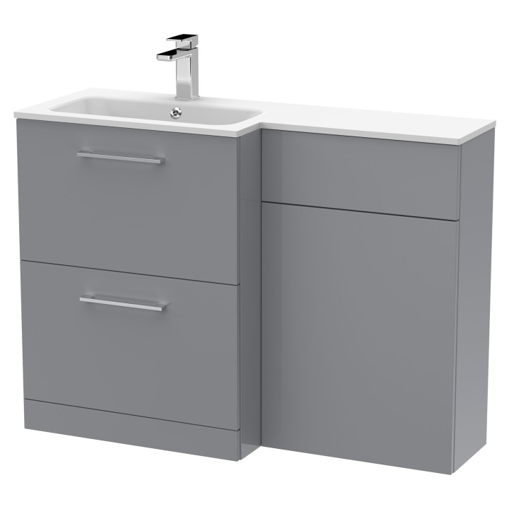 Arno 1100mm Freestanding Bathroom Combination Drawer Vanity Unit – Basin & WC Set