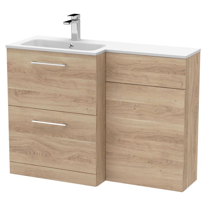 Arno 1100mm Freestanding Bathroom Combination Drawer Vanity Unit – Basin & WC Set