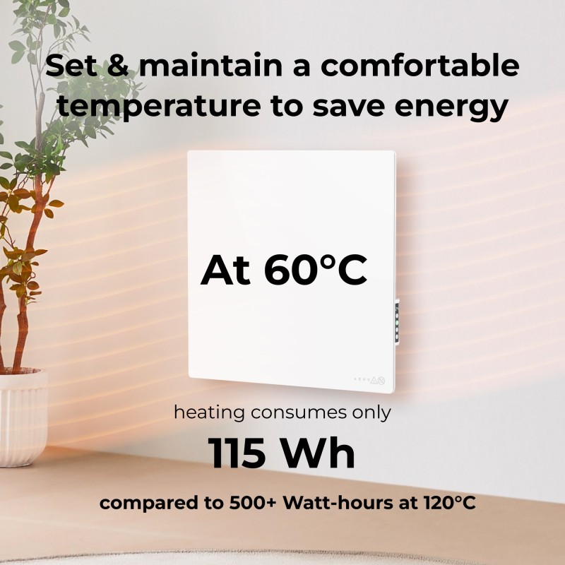 AENO Smart LED Wifi White Glass Infrared Reversible Panel Heater 500W