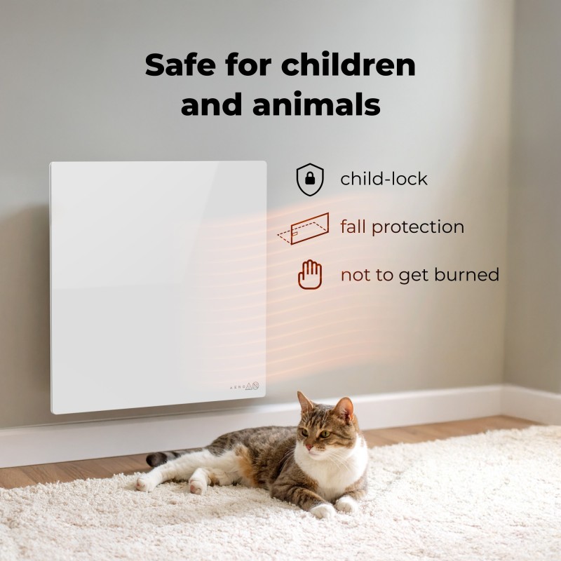 AENO Smart LED Wifi White Glass Infrared Reversible Panel Heater 500W