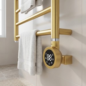 Brushed Brass Cleo Round Smart WIFI Thermostatic Electric Heating Element (300W - 900W)