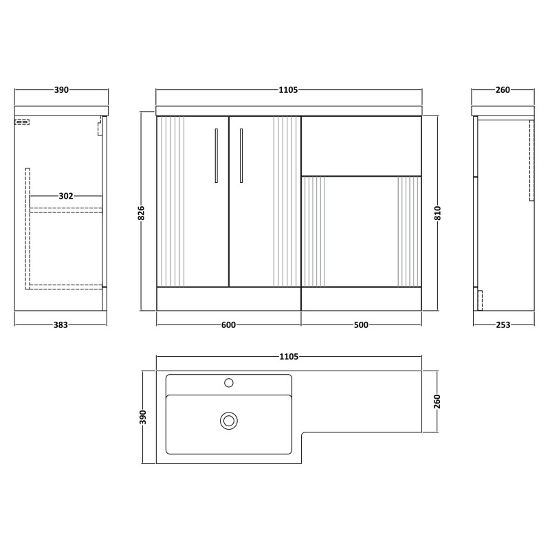 Deco 1100mm Freestanding Bathroom Combination Drawer Vanity Unit – Basin & WC Set