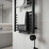 Black Cleo Compact Round Thermostatic Electric Heating Element - closeup