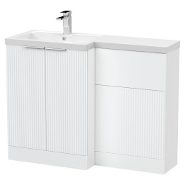 Fluted 1100mm Freestanding Bathroom Combination Drawer Vanity Unit – Basin & WC Set