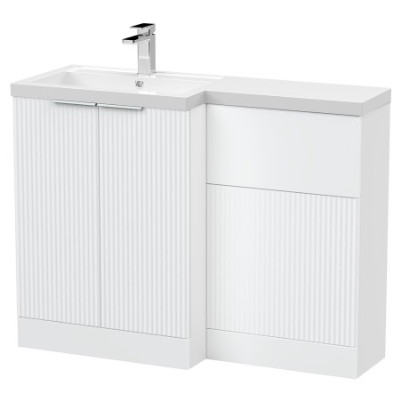Fluted 1100mm Freestanding Bathroom Combination Drawer Vanity Unit – Basin & WC Set