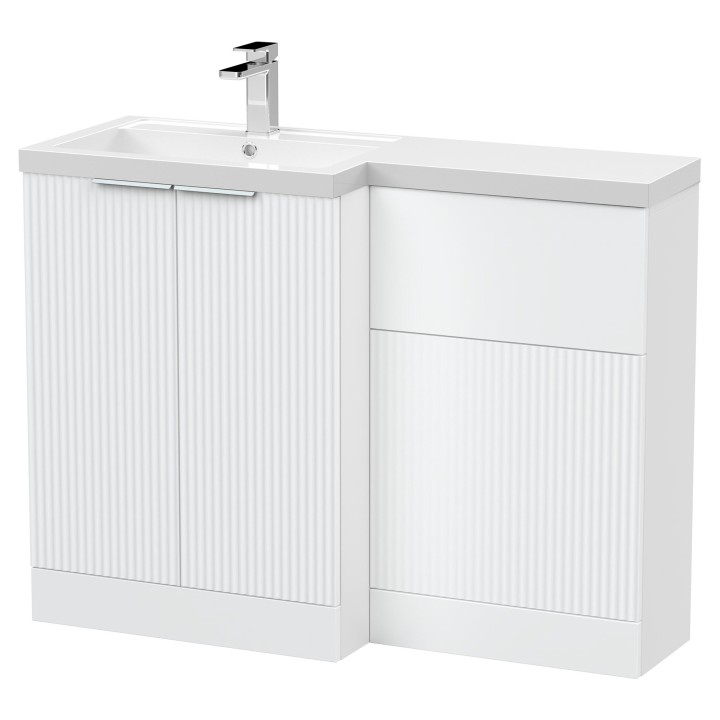 Fluted 1100mm Freestanding Bathroom Combination Drawer Vanity Unit – Basin & WC Set
