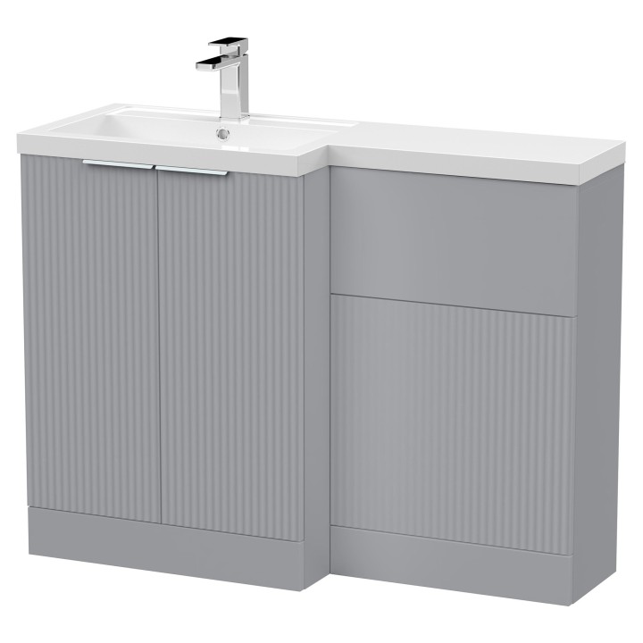 Fluted 1100mm Freestanding Bathroom Combination Drawer Vanity Unit – Basin & WC Set