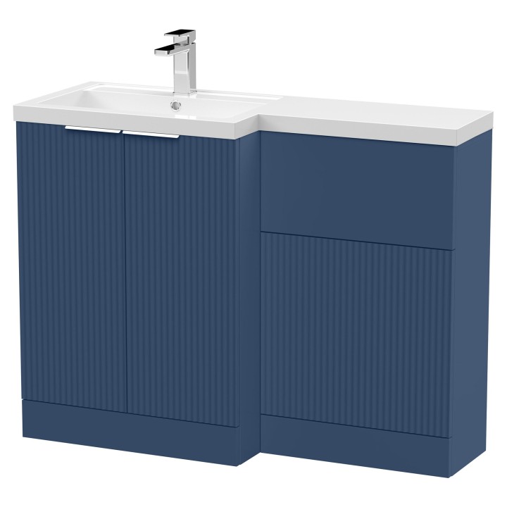 Fluted 1100mm Freestanding Bathroom Combination Drawer Vanity Unit – Basin & WC Set