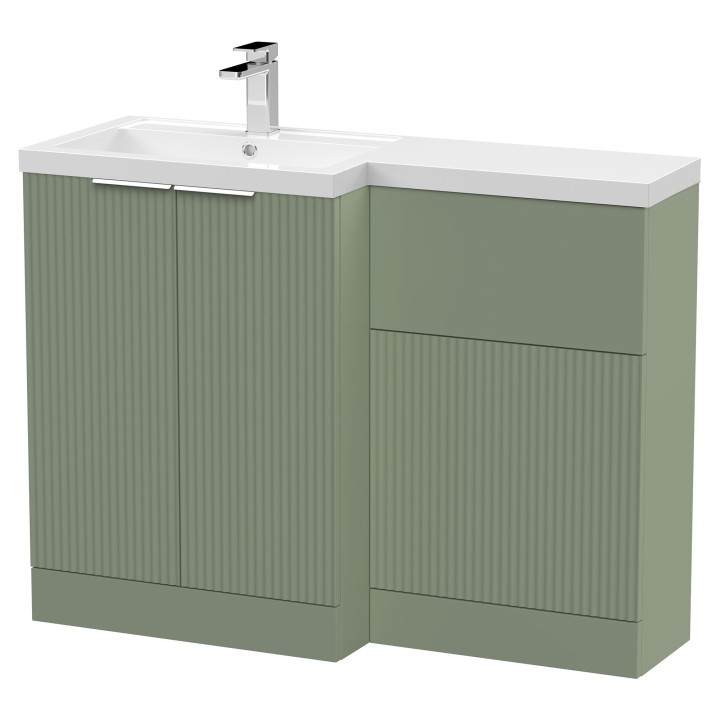 Fluted 1100mm Freestanding Bathroom Combination Drawer Vanity Unit – Basin & WC Set