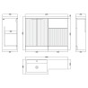 Fluted 1100mm Freestanding Bathroom Combination Drawer Vanity Unit – Basin & WC Set