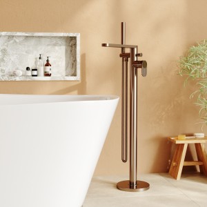 Cyprus Brushed Bronze Freestanding Fluted Single Lever Bath/Shower Mixer & Hand Shower