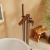 Cyprus Brushed Bronze Freestanding Fluted Single Lever Bath/Shower Mixer & Hand Shower