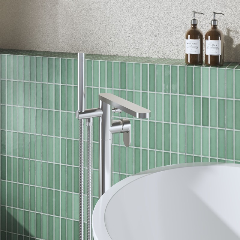 Cyprus Chrome Freestanding Fluted Single Lever Bath/Shower Mixer & Hand Shower