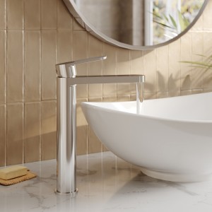Cyprus Fluted Chrome High-Rise Mono Basin Mixer Tap