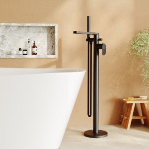 Cyprus Matt Black Freestanding Fluted Single Lever Bath/Shower Mixer & Hand Shower
