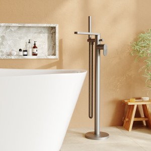 Cyprus Brushed Pewter Freestanding Fluted Single Lever Bath/Shower Mixer & Hand Shower
