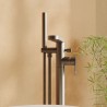Cyprus Brushed Pewter Freestanding Fluted Single Lever Bath/Shower Mixer & Hand Shower