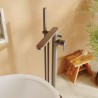 Cyprus Brushed Pewter Freestanding Fluted Single Lever Bath/Shower Mixer & Hand Shower