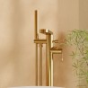 Cyprus Brushed Brass Freestanding Fluted Single Lever Bath/Shower Mixer & Hand Shower
