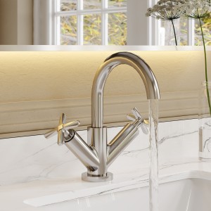 Aztec Chrome Deck Mount Mono Basin Mixer Tap & Waste