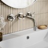 Aztec Chrome Wall Mounted 3 Tap Hole Basin Mixer Tap - Insitu