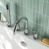 Aztec Chrome Cross Head Deck Mounted Hot/Cold 4 Tap Hole Bath Filler & Hand Shower - Insitu