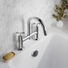 Aztec Chrome Twin Lever & Spout Deck Mounted Bath Filler Tap - Insitu