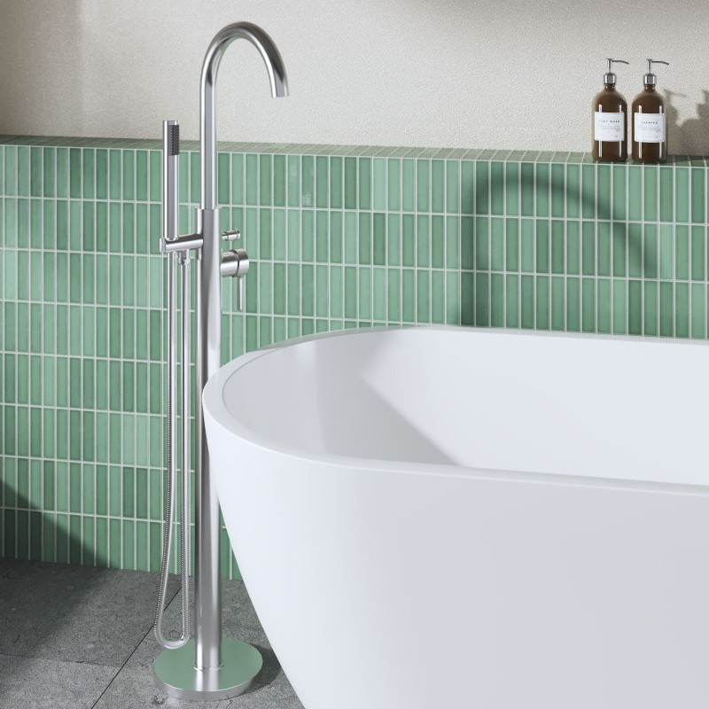 Aztec Chrome Freestanding Single Lever Bath/Shower Mixer & Hand Shower - Insitu
