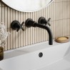 Aztec Matt Black Wall Mounted 3 Tap Hole Basin Mixer Tap - Insitu