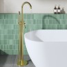 Aztec Brushed Brass Freestanding Single Lever Bath/Shower Mixer & Hand Shower - insitu