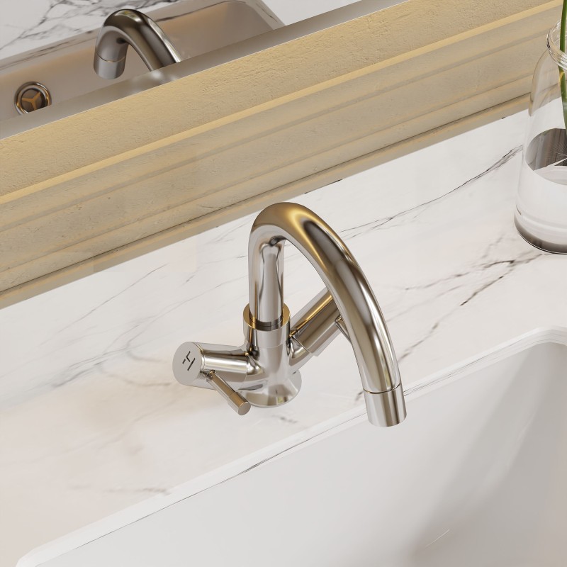 Series 2 Chrome Economy Mono Basin Dual Handle Mixer Tap & Waste - Insitu