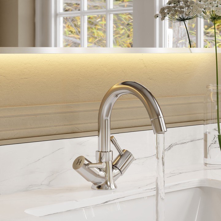 Series 2 Chrome Economy Mono Basin Dual Handle Mixer Tap & Waste - Insitu
