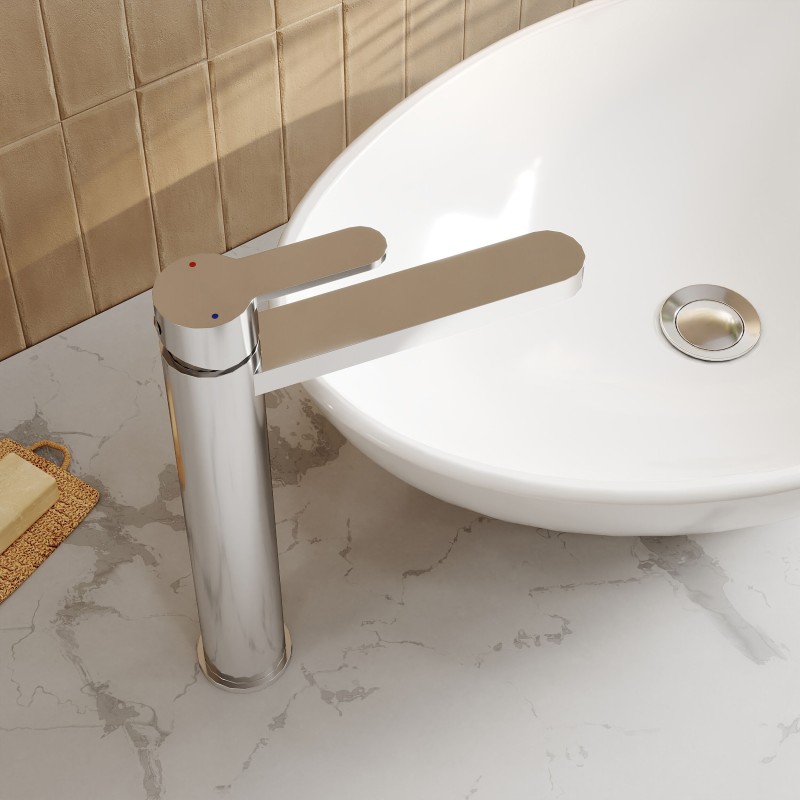 Arvan Chrome High-Rise Mono Basin Mixer Tap - Insitu