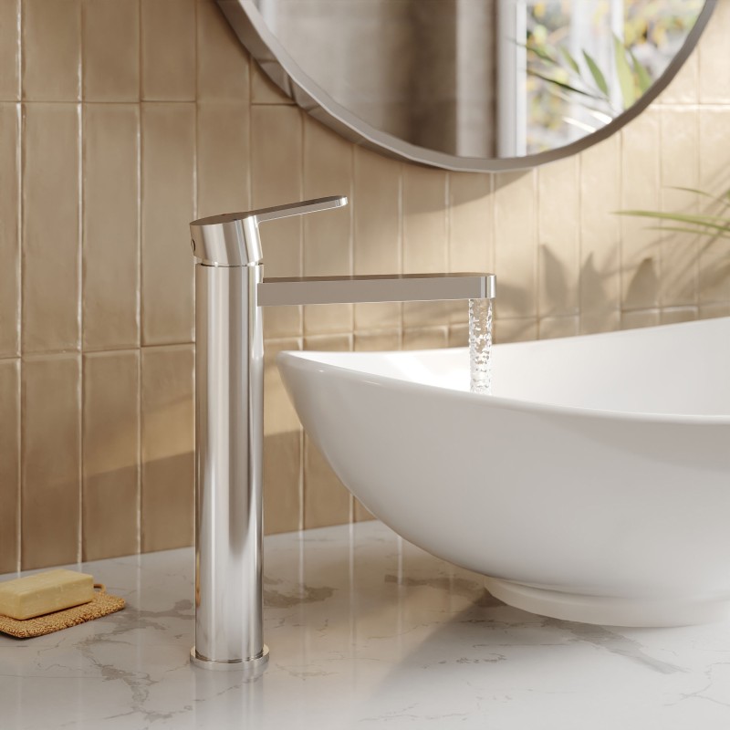Arvan Chrome High-Rise Mono Basin Mixer Tap - Insitu