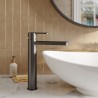 Arvan Matt Black High-Rise Mono Basin Mixer Tap - Insitu