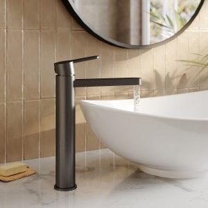 Arvan Matt Black High-Rise Mono Basin Mixer Tap