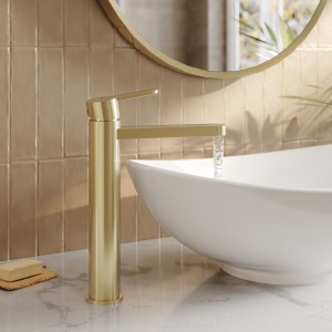 Arvan Brushed Brass High-Rise Mono Basin Mixer Tap