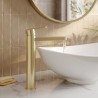 Arvan Brushed Brass High-Rise Mono Basin Mixer Tap - Insitu