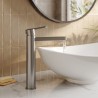 Arvan Brushed Pewter High-Rise Mono Basin Mixer Tap - Insitu