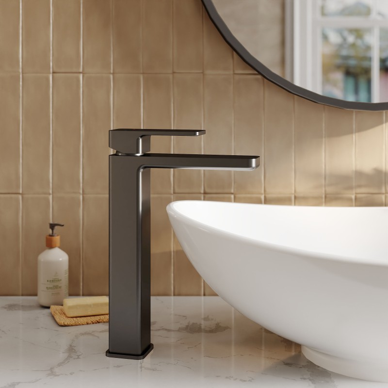 Windon Matt Black High-Rise Mono Basin Mixer Tap - Insitu