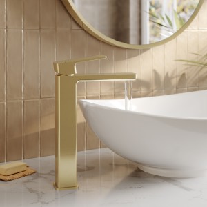 Windon Brushed Brass High-Rise Mono Basin Mixer Tap