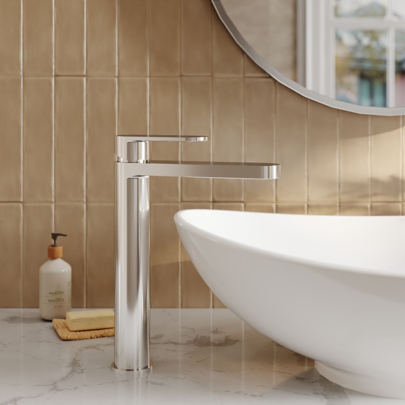 Binsey Chrome High-Rise Mono Basin Mixer Tap - Insitu