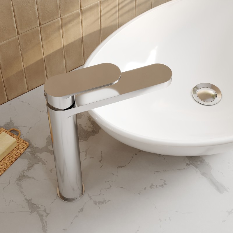 Binsey Chrome High-Rise Mono Basin Mixer Tap - Insitu