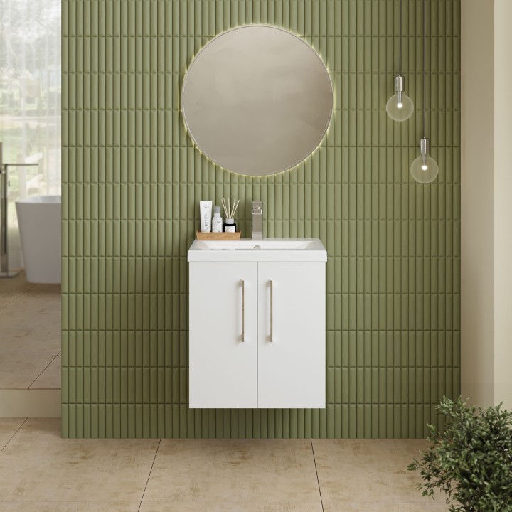 Arno 500mm Wall Hung Cupboard Vanity Units - Insitu