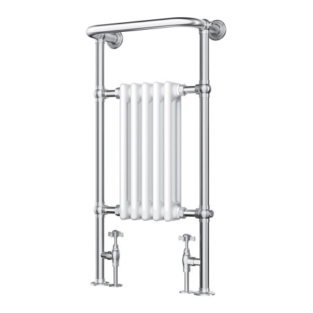 498mm (w) x 940mm (h) Henley Chrome White Traditional Towel Rail Radiator